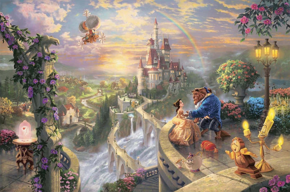 Kinkade Disney Beauty & The Beast Falling in Love Jigsaw Puzzle 1000 Piece - Image 1 of 1