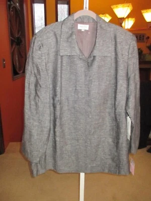 NWT $338 TAMOTSU 22 W / 2X Black & White 100% Linen Blazer Jacket - Image 1 of 4