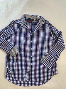Robert Graham Shirt Men XL Purple Blue Check Flip Cuff Classic Fit Career - Picture 1 of 7