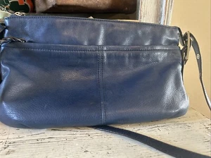 b makowsky Leather handbag crossbody blue - Picture 1 of 12