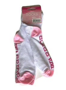 Ampro Brustkrebs Bewusstsein Krieger Band Kniestrümpfe weiß pink 1 Paar Einheitsgröße - Bild 1 von 6