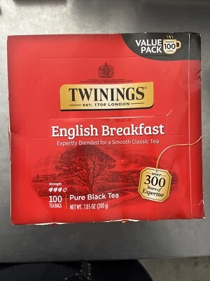 Té negro Twinings English Breakfast, 100 bolsas de té envueltas individualmente, suaves Foto 1 de 4