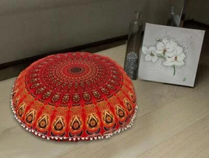 Cover Round Mandala Floor Pillow Cushion Case Decor Room Pouf Pom Indian Ottoman - Picture 1 of 49