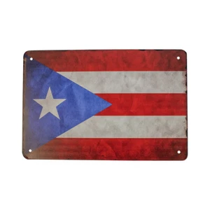 Retro Tin Puerto Rico Rican Country Flag 8x12 Wall Sign PR Man Cave Home Decor - Picture 1 of 4