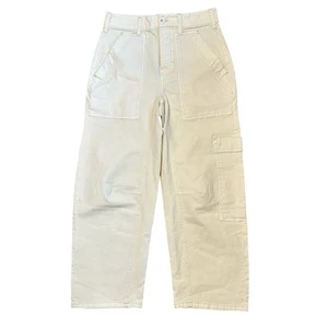 Anthropologie Pilcro Tencel blend barrel leg ivory cargo pants size 25 utility - Picture 1 of 11