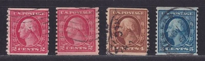 United States Scott 453458 Used 1914-16 Perf 10 Vert RP Coils S/L Wmk SCV $127 - Image 1 of 2