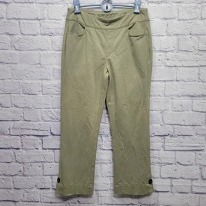 Pantaloni Capri Morbidi Dintorni Pull On Taglia S Beige Bottoni Polsini Elasticizzati Casual - Foto 1 di 9