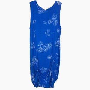 Chalet et ceci Summer Dress Bamboo Blend Coastal Grandma Sleeveless - BLUE WHITE - Picture 1 of 7
