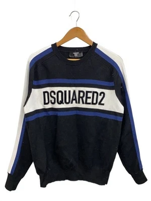 DSQUARED2 Knit & Sweater (Thin) L Wool BLK Border S71HA0855 Used - Image 1 of 4