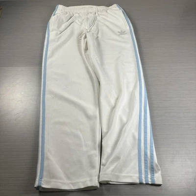 Adidas Track Pants Mens Medium White Blue 3-Stripes Trefoil VTG Y2K  Wide Leg - Image 1 of 4