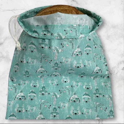 Зимний собачий фестиваль хлопковый льняной мешок для хлеба, многоразовый хлеб на закваске - Изображение 1 из 4