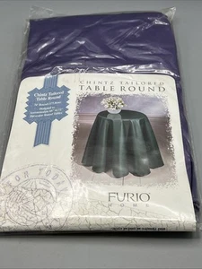 Vintage Runde 70" Tischdecke Lila Chintz Hergestellt in den USA 1996 Ohne Eisen - Bild 1 von 7