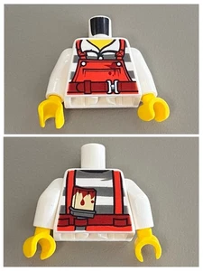 LEGO White Torso Overalls Red over Prison Stripes 973pb2601c01 cty0746 cty0709 - Picture 1 of 1