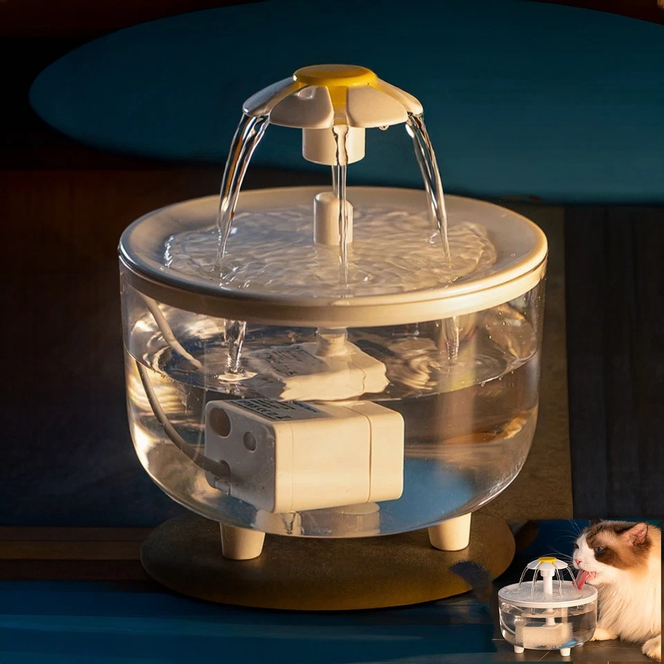 Fuente de agua para gatos transparente automática para perros gatos fuente de agua circulante Foto 1 de 4