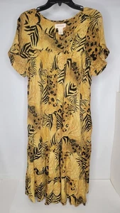 Maxi abito vintage Bechamel taglia small manica corta stampa africana tasche rayon - Foto 1 di 7