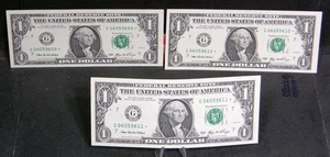 2006 $1 FRN Chicago G Star Note Set (3) Sequential, Crisp Uncirculated - Picture 1 of 2