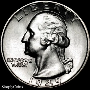 1949-D Washington Quarter GEM BU Uncirculated 90% Silver Coin - Picture 1 of 2