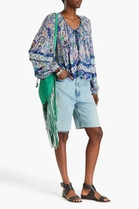 Isabel Marant Women's Haut Vozina Blue Paisley Printed Blouse Tunic Top L 38 - Picture 1 of 20