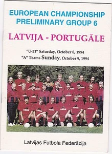 LETONIA VS PORTUGAL CAMPEONATO EUROPEO 1994 PRELIMINAR. PROGRAMA FUTBOL GRUPO 6 - Imagen 1 de 1