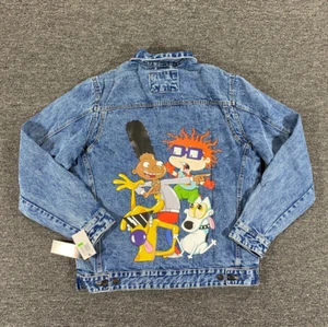 Members Only Nickelodeon Denim Jean Jacket Blue Trucker Bomber Mens Size Large - Picture 1 of 12