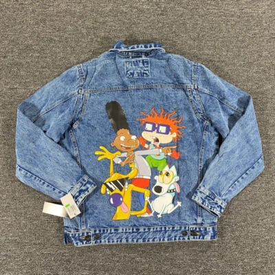 Members Only Nickelodeon Denim Jean Jacket Blue Trucker Bomber Mens Size Large - Image 1 of 4