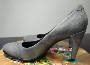 ECCO Gray Leather Metallic *Shape 75* Pump *EUC* Comfort High Heels W/6 EU/37 - Picture 1 of 22