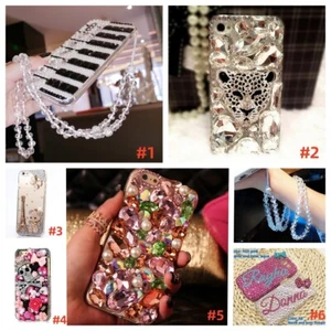 Personalized Customized Bling Diamonds Sparkly Phone Case w/ Crystals Lanyard - Picture 1 of 19