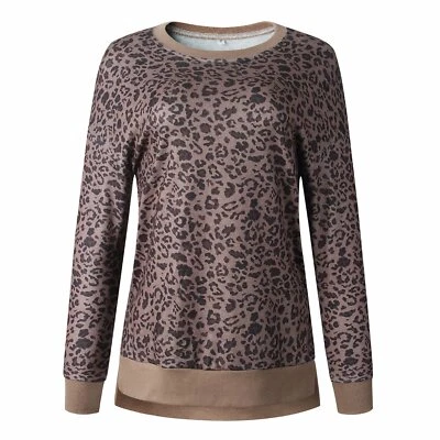 Women Long Sleeve Sweatshirt Camo Leopard Strip Pullover Tops Blouse Casual S-XL - Image 1 of 4