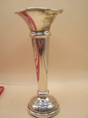 Jarrón/posi Birmingham 1973 de plata esterlina trompeta - con borde en forma floral Foto 1 de 4