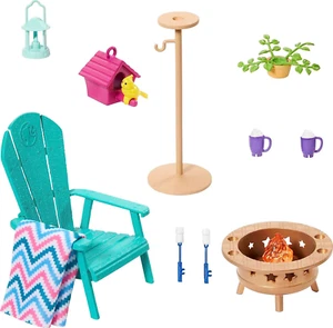 Barbie Furniture & Accessories Set, Doll House Décor, 10+ Pieces for Backyard Pa - Picture 1 of 12