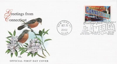 US 3567 FDC Connecticut Greetings from America Fleetwood Foto 1 de 2