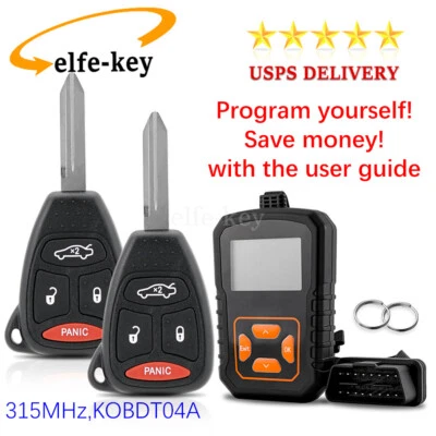 2X For 2006 2007 Dodge Charger Durango Magnum Remote Key Fob KOBDT04A 4 Buttons - Image 1 of 4