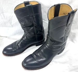 MEN'S JUSTIN WESTERN ROPER STYLE DARK GRAY BOOTS 3025 SIZE 8 1/2 D - Picture 1 of 17