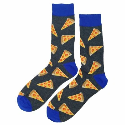 Nuevo con etiquetas Calcetines de Vestido Pizza Novedad Hombres 8-12 Gris Loco Divertido Calcetín Foto 1 de 4