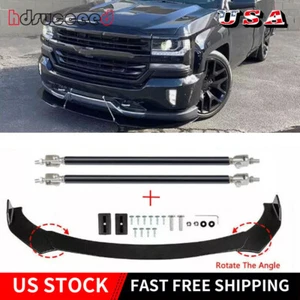 For Chevy Silverado 1500 Front Bumper Lip Splitter Spoiler Body Kit + Strut Rods - Picture 1 of 16