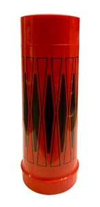 Vintage 12" Thermos Red & Black Diamond Stopper. Tested, keeps Contents Hot/Cold - Picture 1 of 12