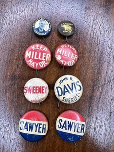 POLITICAL PIN BACK LOT OF 8 EARLY ROOSEVELT NEW DEAL SHERIFF LANDON KNOX RARE OH - Picture 1 of 23