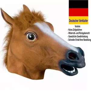 Pferdemaske Pferde Kopf Ganz Maske Anonym Karneval Gummimaske Latex Halloween - Bild 1 von 1