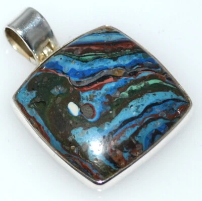 Stunning 925 Sterling Silver Rainbow Calsilica Pendant BIG Solitaire Gemstone - Image 1 of 4