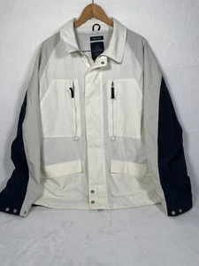 Nautica Jacket Mens Size XLT White Canvas Zip Pockets Snap Tall Extra Large Ski - Picture 1 of 11