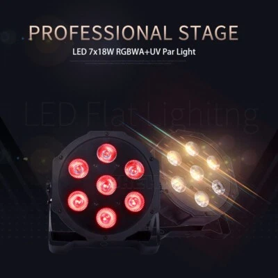 SHEHDS 7x18w RGBWA UV LED Par Light DMX Stage Lighting For DJ Disco Party Show - Image 1 of 4