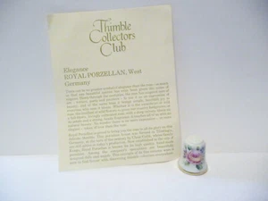 THIMBLE ROYAL PORZELLAN W GERMANY "ELEGANCE/PASTEL FLOWER"  TCC 2/90 COA - Picture 1 of 6