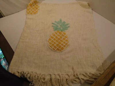 Throw Blanket 52"x62" Envogue India Chenille Pineapples Woven tassel fringe - Image 1 of 4