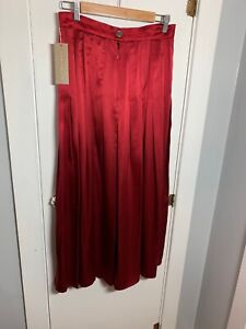 NWT Vintage Perry Ellis Portfolio Women 100% Silk Red Holiday Party Skirt SZ 12