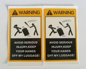 2pcs warning decal for your luggage bagpack piggy bag trolley case  2.5" x 4" - Picture 1 of 4