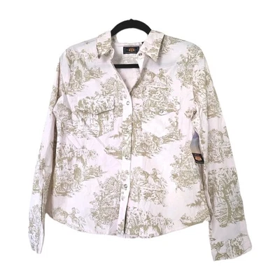 Blusa Vintage Route 66 Caballo Ecuestre Granja Estampado Mujer M Rosa A Presión Nueva con Etiquetas Foto 1 de 4