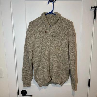 Винтажный шерстяной свитер-шаль LL Bean. Сделано в США. Повседневный, опрятный пуловер. Большой - Изображение 1 из 4