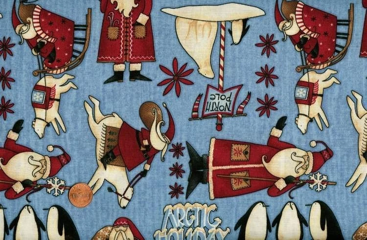 CLEARANCE - DEBBIE MUMM 'ARTIC HOLIDAY' TOSSED ALLOVER QUILT FABRIC - Image 1 of 1