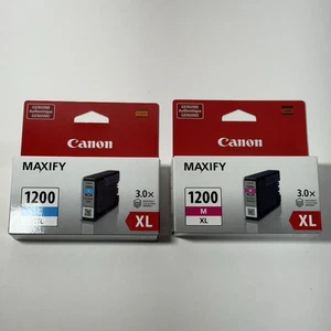 Genuine OEM Canon Maxify 1200 Cyan & Magenta XL C M Ink Cartridge Set Lot Sealed - Bild 1 von 4