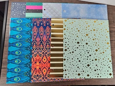 FOLDER LOT of 8 FOIL ENHANCED - NEW never used Back to School fun patterns - Image 1 of 4